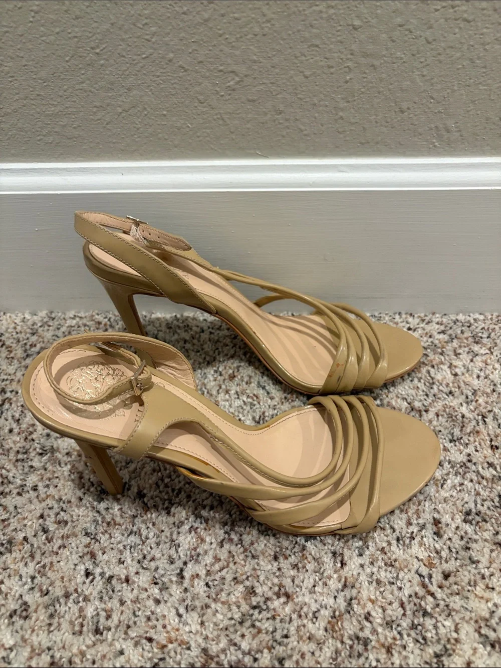 Vince Camuto Beige Strappy Slingback Heels